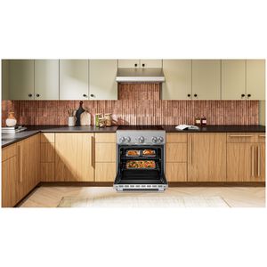 KitchenAid Commercial-Style 30 in. 4.1 cu. ft. Air-Fry True European Convection Electric Range with 4 Induction Burners - Stainless Steel, , hires