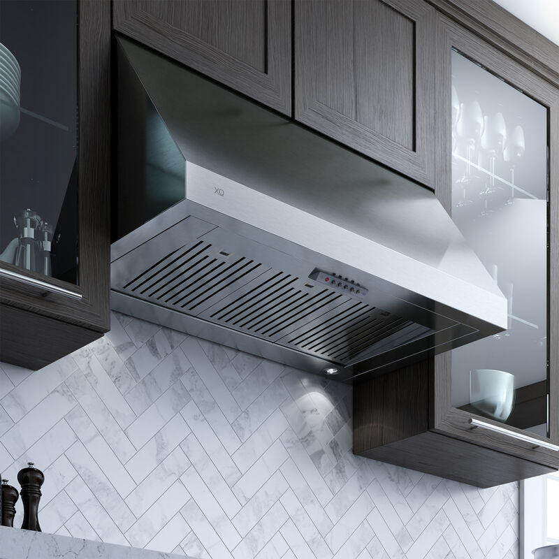 XO 30 in. Convertible Canopy Pro Style Style Range Hood with 600 CFM, 3 Fan Speeds & 2 LED Lights - Stainless Steel, , hires