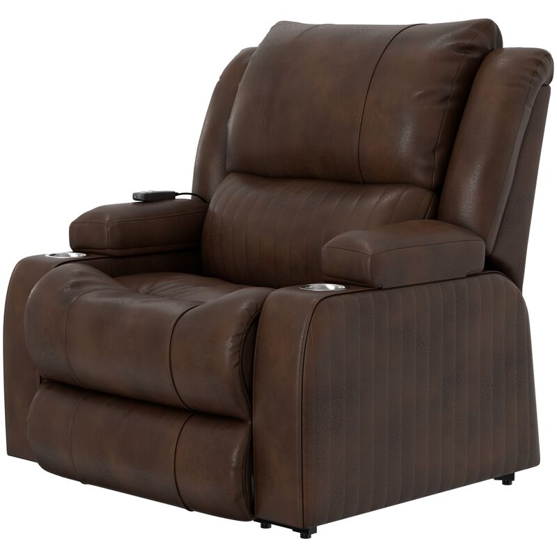 Catnapper Kirk Power Lift Lay Flat Recliner with Storage Arm & Dual Cupholders - Walnut, Walnut, hires