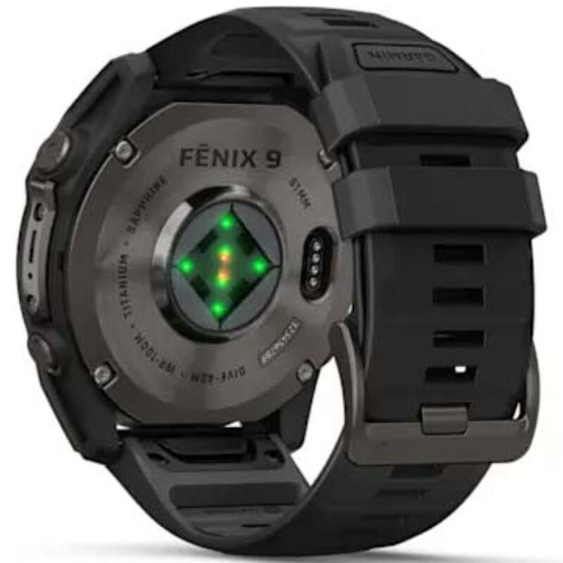 Garmin fenix 9 51 mm, AMOLED Smart Watch - Carbon Gray DLC Titanium with Black Silicone Band, , hires