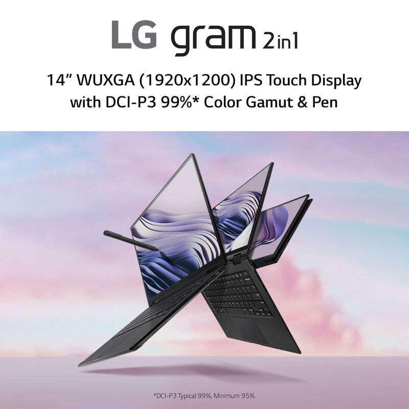 LG Gram 14" 2-in-1 Touchscreen Laptop with Intel i5 1240P, 16GB RAM, 512GB SSD, Pen included, Win 11 Home, , hires