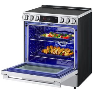 LG InstaView 30 in. 6.3 cu. ft. Smart Air-Fry True European Convection Slide-In Electric Range with 4 Induction Burners & 1 Radiant Burner - PrintProof Stainless Steel, , hires