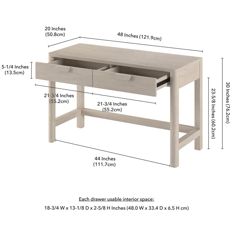 Hudson & Canal Fern 48" Wide Rectangular Desk - Alder White, , hires