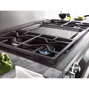 Miele 36 in. 4-Burner LP Gas Rangetop with Griddle, Simmer Burner & Power Burner - Clean Steel, , hires