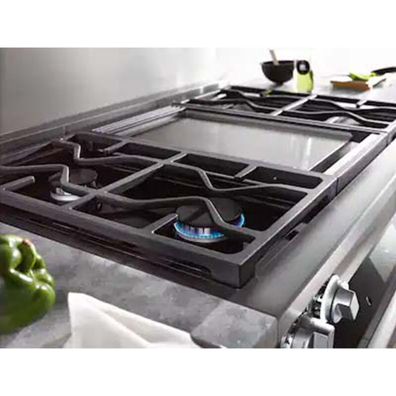 Miele 36 in. 4-Burner LP Gas Rangetop with Griddle, Simmer Burner & Power Burner - Clean Steel, , hires