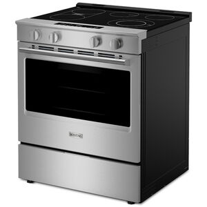 Maytag 30 in. 5.3 cu. ft. Smart Air-Fry Standard Convection Slide-In Electric Range with Radiant Burners, Reversible Grill & Griddle - Fingerprint Resistant Stainless Steel, , hires