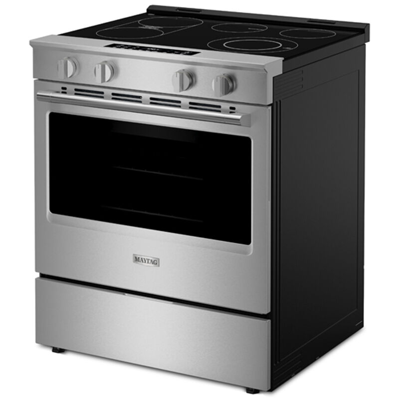 Maytag 30 in. 5.3 cu. ft. Smart Air-Fry Standard Convection Slide-In Electric Range with Radiant Burners, Reversible Grill & Griddle - Fingerprint Resistant Stainless Steel, , hires