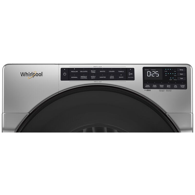 Whirlpool 27 in. 5.0 cu. ft. Stackable Front Load Washer with Sanitize & Steam Wash Cycle - Chrome Shadow, Chrome Shadow, hires