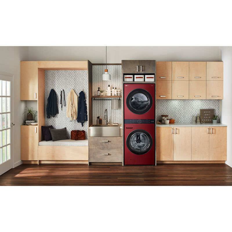 LG 27 in. WashTower with 4.5 cu. ft. Washer with 6 Wash Programs & 7.4 cu. ft. Gas Dryer with 6 Dryer Programs, Sensor Dry & Wrinkle Care - Candy Apple Red, Candy Apple Red, hires