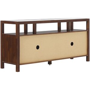 Walker Edison Isla Modern TV Stand with Glass Top - Walnut, , hires