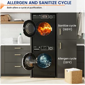 Equator 24 in. 1.62 cu. ft. Electric Front Load Laundry Center with Sensor Dry, Pet & Sanitize Cycle - Black, , hires