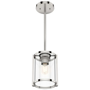 Hunter Astwood 6 in. Mini Pendant with Clear Glass - Polished Nickel, , hires