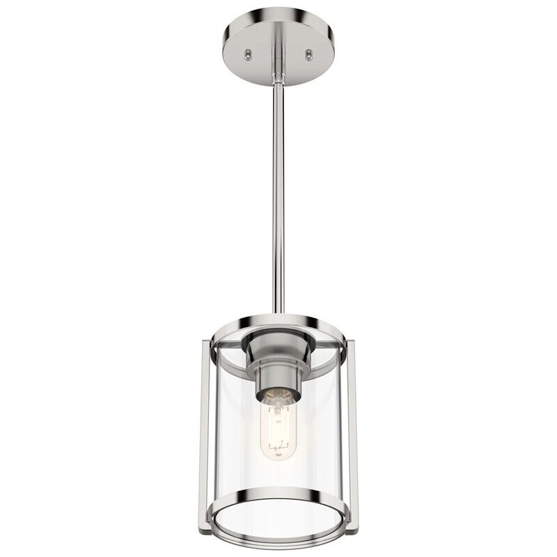 Hunter Astwood 6 in. Mini Pendant with Clear Glass - Polished Nickel, , hires
