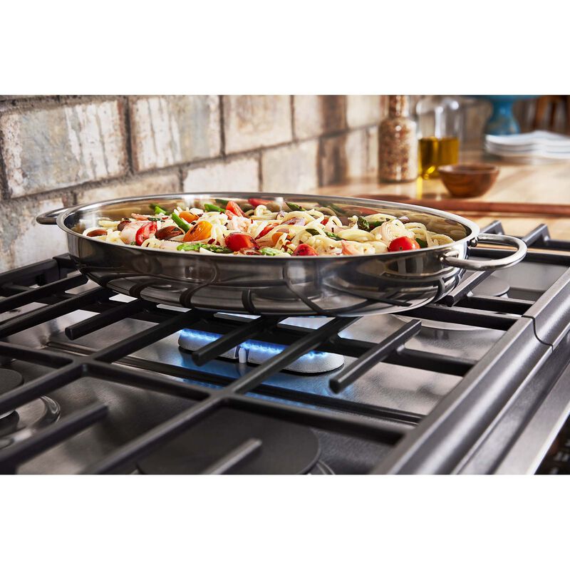 KitchenAid 30 in. 7.1 cu. ft. True European Convection Slide-In Dual Fuel Range with 5 Sealed Burners & Griddle - Stainless Steel, , hires