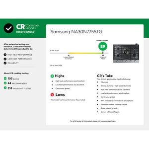 Samsung 30 in. 5-Burner Smart Natural Gas Cooktop with Griddle, Simmer Burner & Power Burner - Black Stainless, Black Stainless, hires