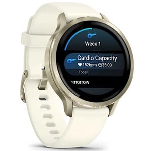 Garmin Venu 4 41 mm Smart Watch - Lunar Gold with Bone Silicone Band, , hires