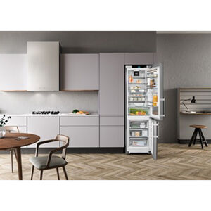 Liebherr Peak 24 in. 12.8 cu. ft. Smart Counter Depth Bottom Freezer Refrigerator Right Hinged - Stainless Steel, , hires