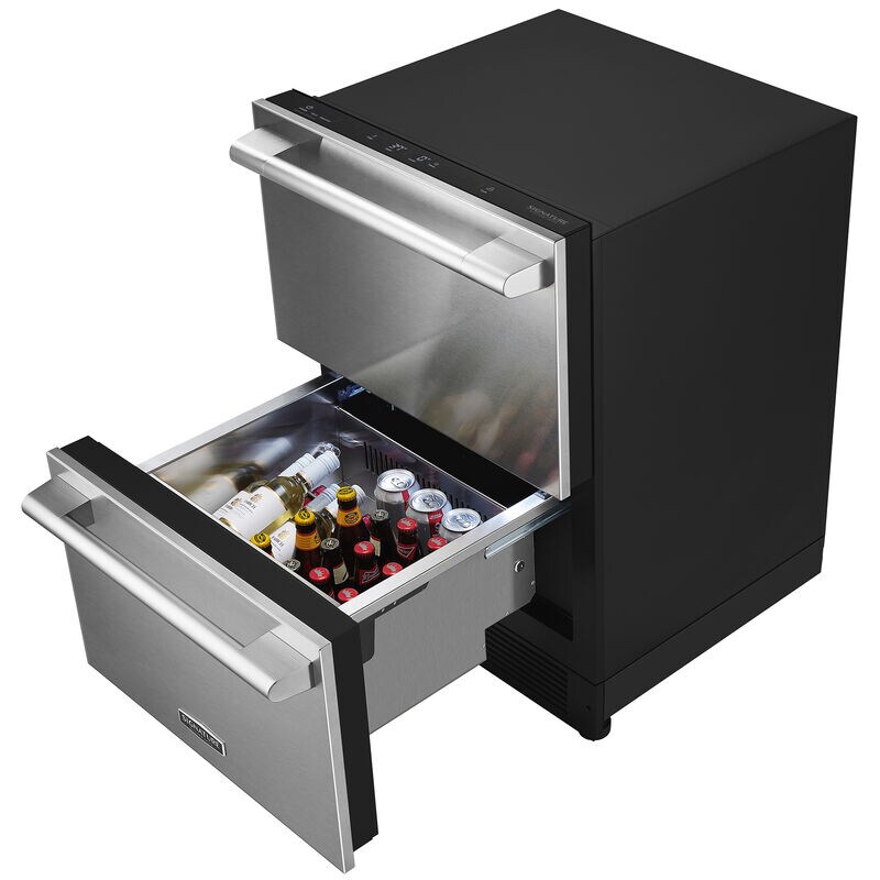 Signature Kitchen Suite 24 in. 3.4 cu. ft. Smart Double Refrigerator & Freezer Drawer - Custom Panel Ready, , hires