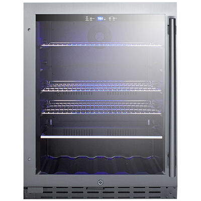 Summit 24 in. Built-In/Freestanding 4.2 cu. ft. Compact Beverage Center with Adjustable Shelves & Digital Control - Stainless Steel | ALBV2466LHD