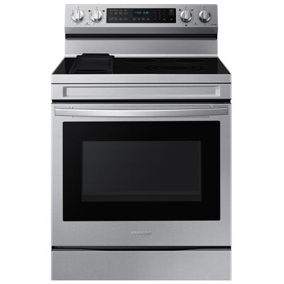 Samsung 30 in. 6.3 cu. ft. Smart Air-Fry True European Convection Electric Range with Radiant Burners & Griddle - Stainless Steel | NE63D6711SR