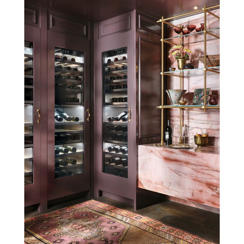 Signature Kitchen Suite Instaview 24 in. Built-in Smart Wine Cooler with Metal & Wood Racks, Multi-Temperature Zones & 113 Bottle Capacity - Custom Panel Ready, , hires