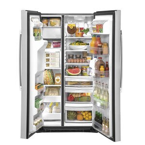 GE 36 in. 21.8 cu. ft. Counter Depth Side by Side Refrigerator with Ice & Water Dispenser - Fingerprint Resistant Stainless, Fingerprint Resistant Stainless, hires