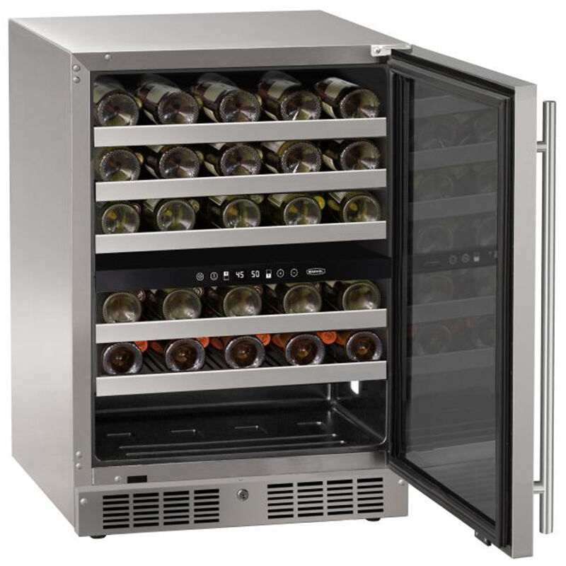 Marvel 24 in. Outdoor Undercounter Wine Cooler with Wire Racks, Dual Temperature Zones & 46 Bottle Capacity - Stainless Steel, , hires