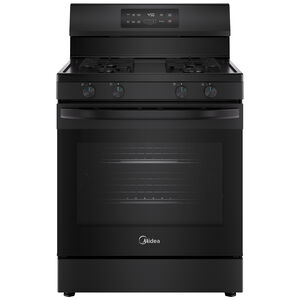 Midea 30 in. 6.1 cu. ft. Gas Range with 4 Sealed Burners - Black, Black, hires