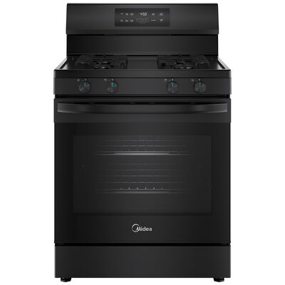 Midea 30 in. 6.1 cu. ft. Gas Range with 4 Sealed Burners - Black | MGR30S2ABB