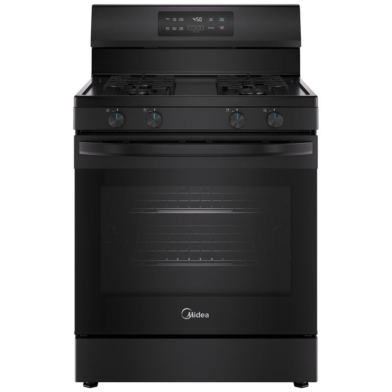 Midea 30 in. 6.1 cu. ft. Gas Range with 4 Sealed Burners - Black, Black, hires