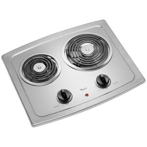 Whirlpool 21 in. 2-Burner Electric Cooktop with Power Burner - Stainless Steel, Stainless Steel, hires