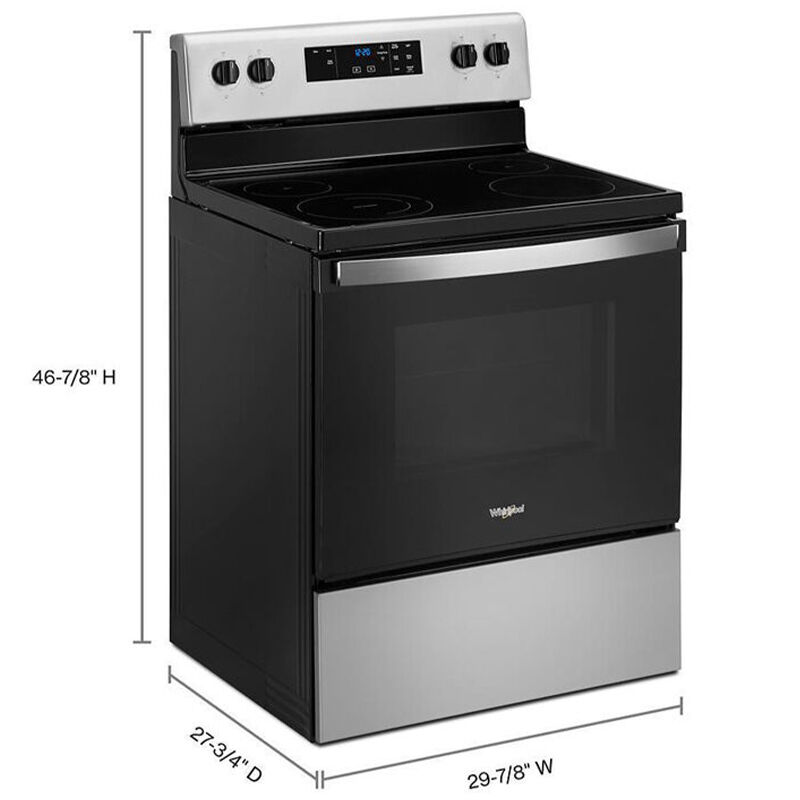 Whirlpool 30 in. 5.3 cu. ft. Oven Freestanding Electric Range with 4  Smoothtop Burners - Stainless Steel | P.C. Richard u0026 Son
