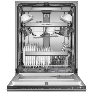 Fisher & Paykel Series 9 24 in. Top Control Flush-Mount Smart Dishwasher with 42 dBa Sound Level, 3rd-Rack & Pocket Handle - Stainless Steel, , hires