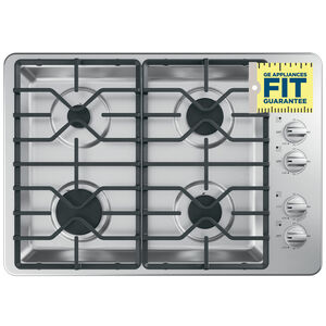 GE 30 in. 4-Burner Natural Gas Cooktop with Simmer Burner & Power Burner - Stainless Steel, Stainless Steel, hires