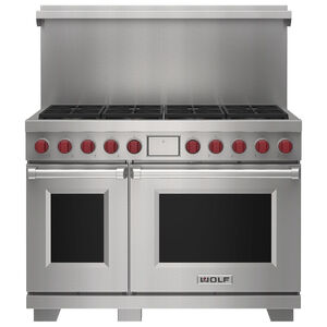 Wolf 48" x 20" Dual Fuel Range Riser With Shelf - Stainless Steel, , hires
