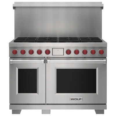 Wolf 48" x 20" Dual Fuel Range Riser With Shelf - Stainless Steel | 9016124