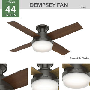 Hunter Dempsey 44 in. Low Profile Ceiling Fan with LED Light Kit and Handheld Remote - Noble Bronze, Noble Bronze, hires