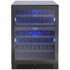 Zephyr Presrv 24 in. Undercounter Wine Cooler with Dual Zones & 45 Bottle Capacity - Black Stainless Steel, Black with Stainless Steel, hires