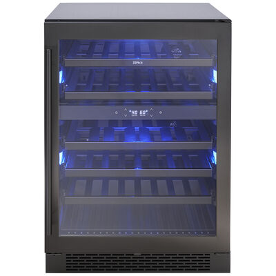 Zephyr Presrv 24 in. Undercounter Wine Cooler with Dual Zones & 45 Bottle Capacity - Black Stainless Steel | PRW24C02BBSG