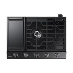 Samsung 30 in. 5-Burner Smart Natural Gas Cooktop with Griddle, Simmer Burner & Power Burner - Black Stainless, Black Stainless, hires