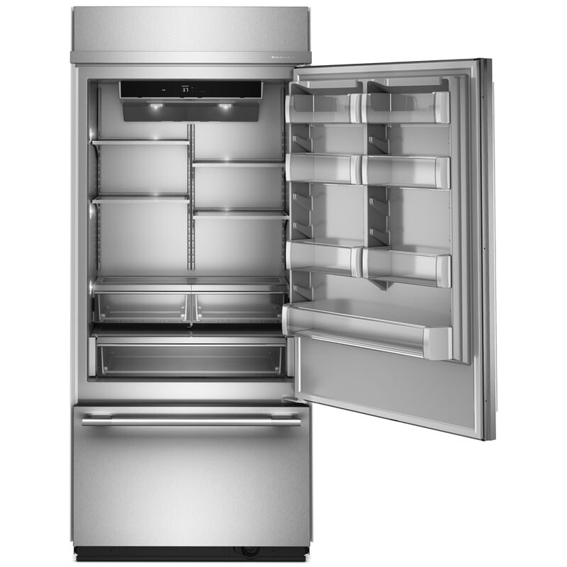 KitchenAid 36 in. 20.9 cu. ft. Built-In Counter Depth Bottom Freezer Refrigerator with Ice Maker - Stainless Steel with PrintShield Finish, , hires