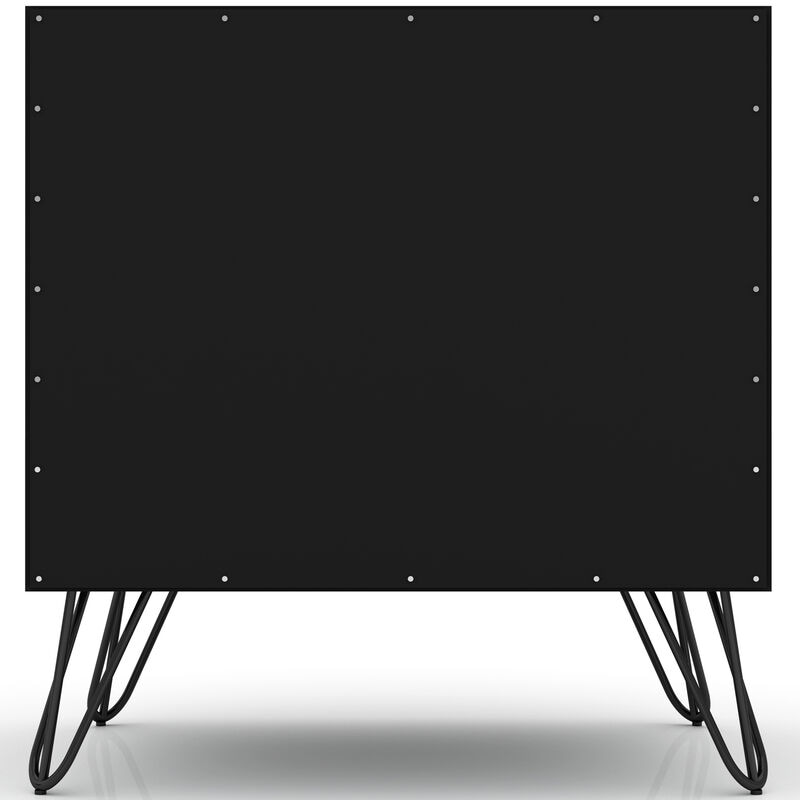 Manhattan Comfort Rockefeller Mid-Century Modern 2-Drawer Nightstand Black, Black, hires