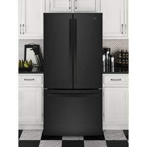 GE 33 in. 24.7 cu. ft. French Door Refrigerator with Internal Water Dispenser - Black on Black, Black on Black, hires