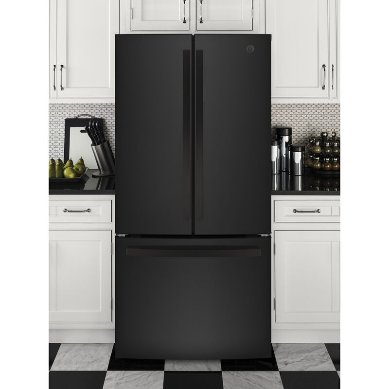 GE 33 in. 24.7 cu. ft. French Door Refrigerator with Internal Water Dispenser - Black on Black, Black on Black, hires