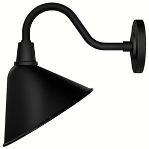 Hunter Cassius Rustic Modern Metal Cone Outdoor Medium Wall Light-Matte Black, , hires