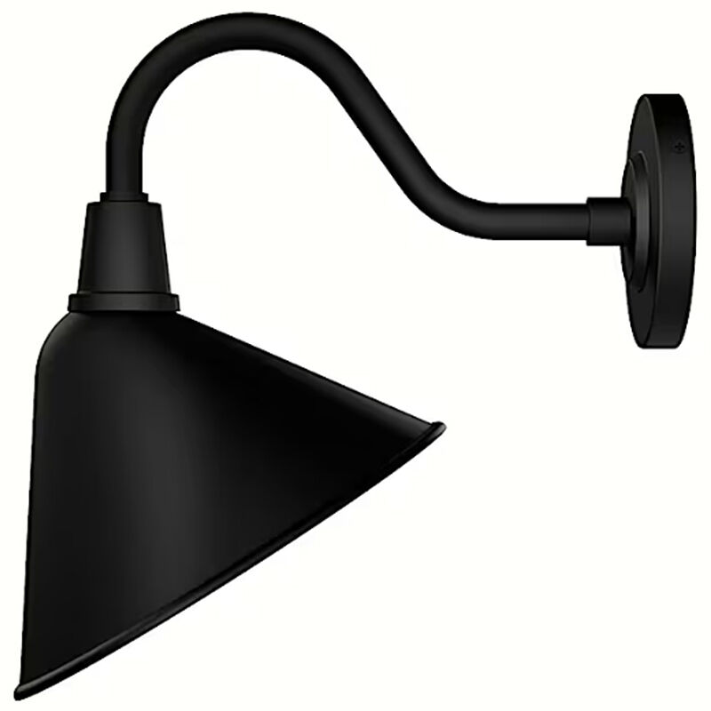 Hunter Cassius Rustic Modern Metal Cone Outdoor Medium Wall Light-Matte Black, , hires