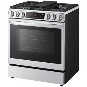 LG InstaView 30 in. 6.3 cu. ft. Smart Air Fry True European Convection Slide-In Gas Range with 5 Sealed Burners & Griddle - Stainless Steel, Stainless Steel, hires