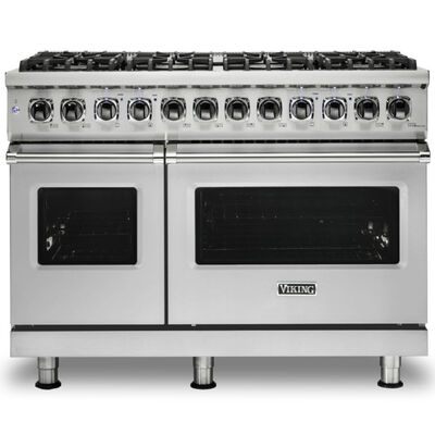 Viking 5 Series 48 in. 7.3 cu. ft. Convection Double Oven Freestanding Dual Fuel Range with 8 Sealed Burners - Stainless Steel | VDR5488BSS