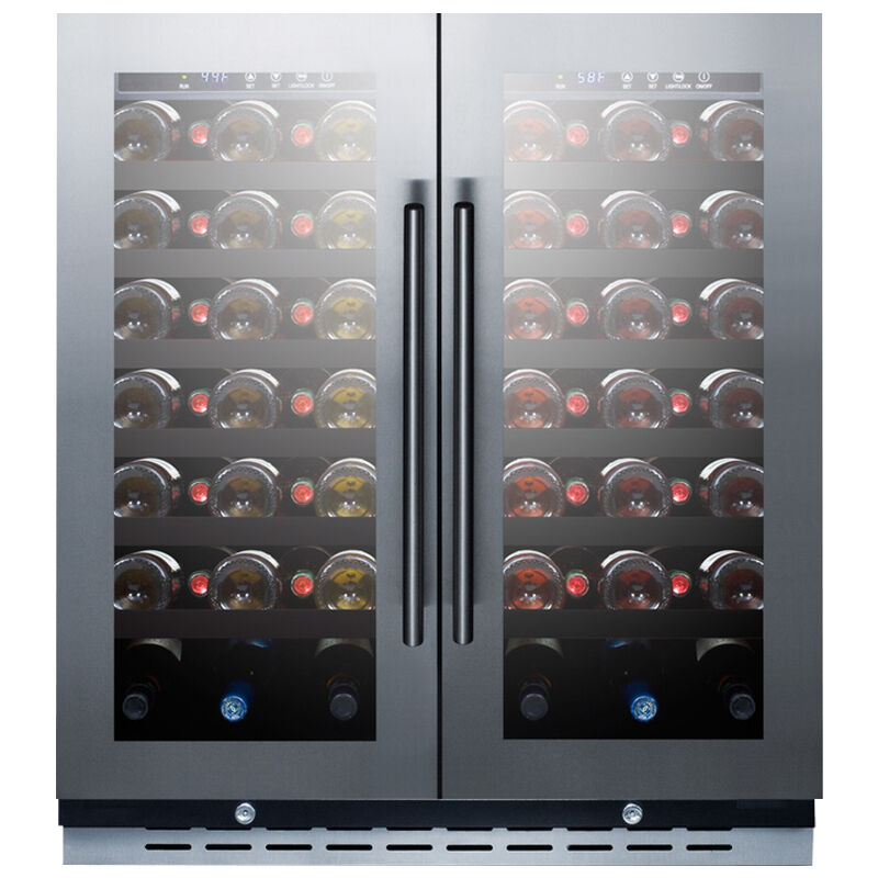 Summit 30 in. Compact Built-In or Freestanding Wine Cooler with 66 Bottle Capacity, Dual Temperature Zones & Digital Control - Stainless Steel, , hires