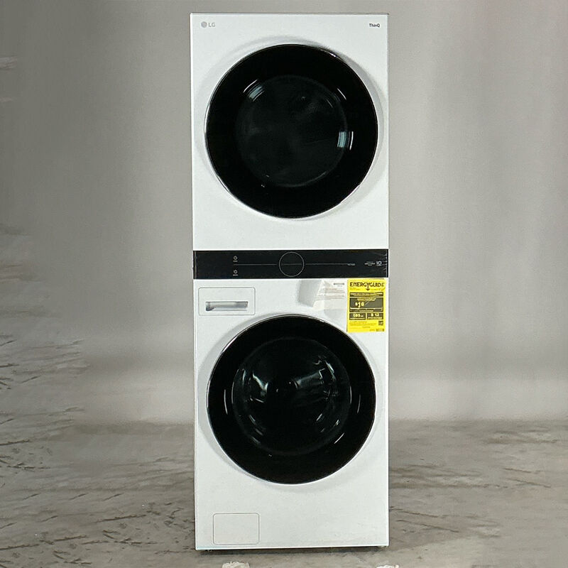 LG WashTower 27" Gas Stackable Front Loading Pair Combo with 4.5 Cu. Ft. Washer with 10 Wash Programs & 7.4 Cu. Ft. Dryer with 9 Dryer Programs, Sensor Dry & Wrinkle Care - White (Open Box Excellent Condition), , hires